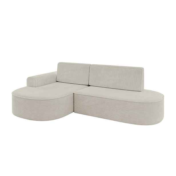 ALTDECOR ROHOVÁ SEDAČKA s funkcí spaní a otomanem, levá MARI-L1-S 283x167x85 Krémová Manšestr