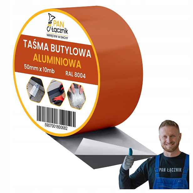 Butylová páska Dekarska hliníková 50 mm 10 m RAL8004 Střešní těsnící páska