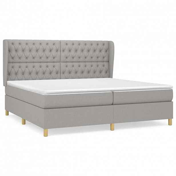 vidaXL Box spring postel s matrací světle šedá 200 x 200 cm textil