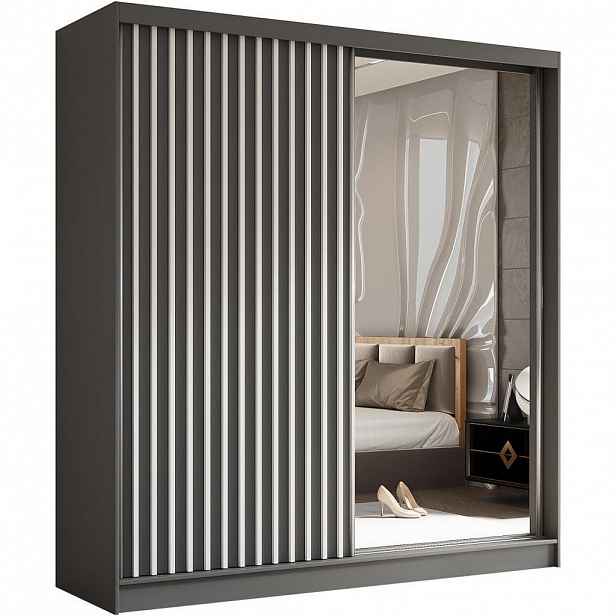 Beautysofa SKŘÍŇ s posuvnými dveřmi Helix 200/216/61 šedá + bílá