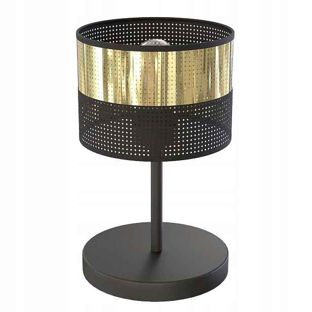 Emibig Lux černo-zlatá perforovaná stolní lampa E27 15W