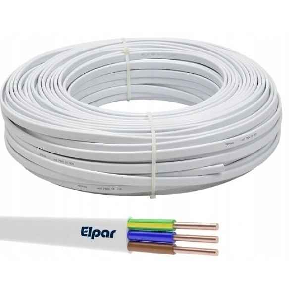 Instalační kabel YDYp 3x2,5 450/750V plochý drát bílý kotouč 50 m