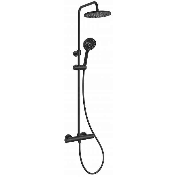 kielle Oudee - Sprchový set s termostatem, 23 cm, 3 proudy, matná černá 20602024