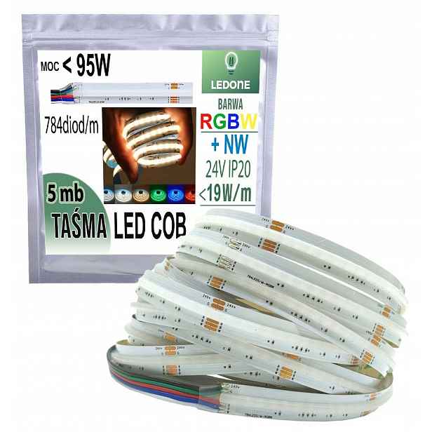 Led páska Cob 784 diod Rgbw Nw světelná linka neutrální 24V <19W/m 5mb