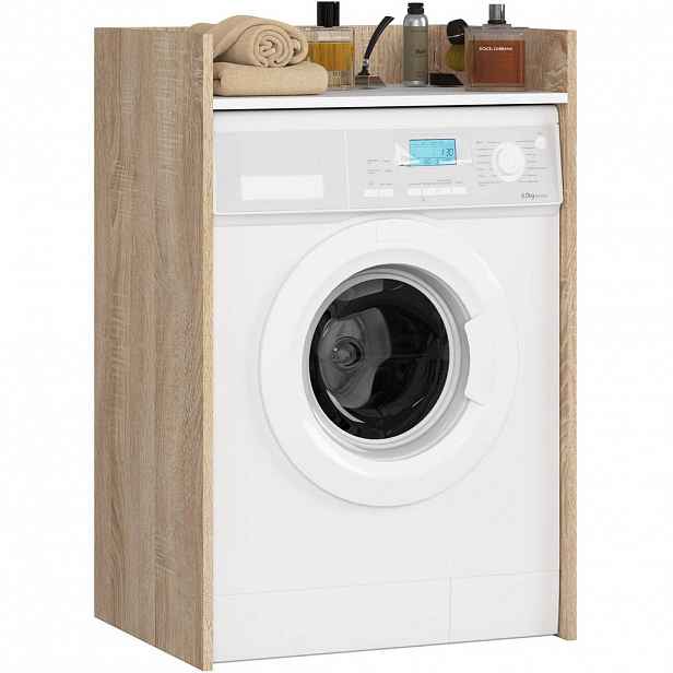 RAUMHIRSCH FURNITURE SKŘÍŇ NA PRAČKU, 64 × 50 × 98 cm dub Sonoma, bílá