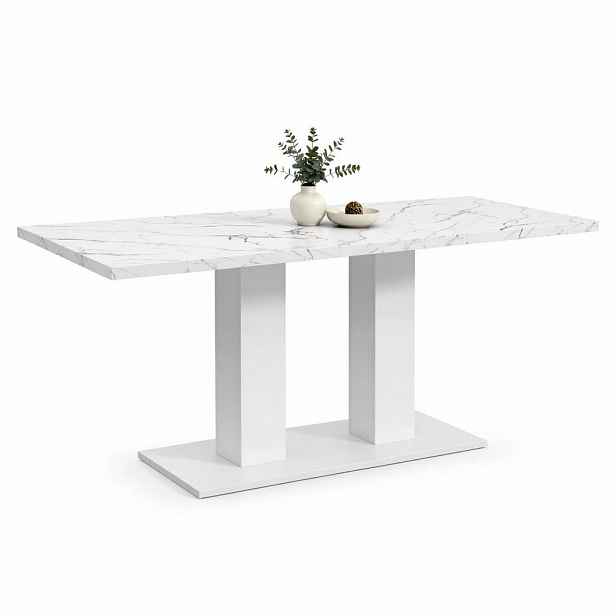 STILVORA JÍDELNÍ STŮL v bílé barvě, rozkládací, pro 6–8 osob, zesílená deska, minimalistický styl, 140–180 × 70 × 75 cm