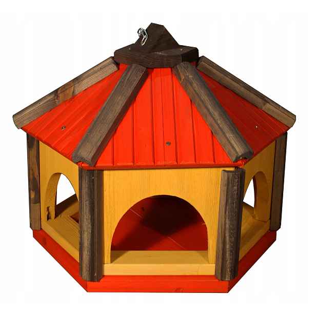 Velké Polský dřevěné krmítko pro ptáky Zahradní 45x40x35 K40 Červené