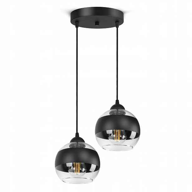 Závěsná stropní lampa Lustr Černá Skleněné Koule Black Belt EZ2 Led E27