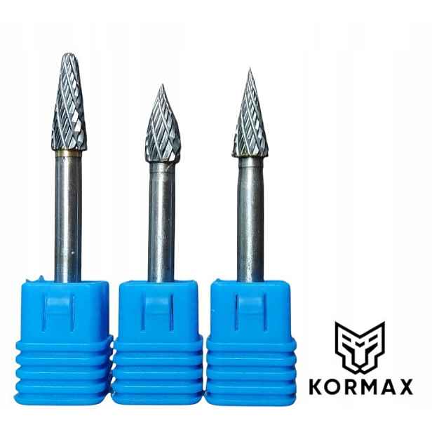 Rychlootáčkový frézovací rotační pilník 8 mm na kov s karbidem Set 3ks
