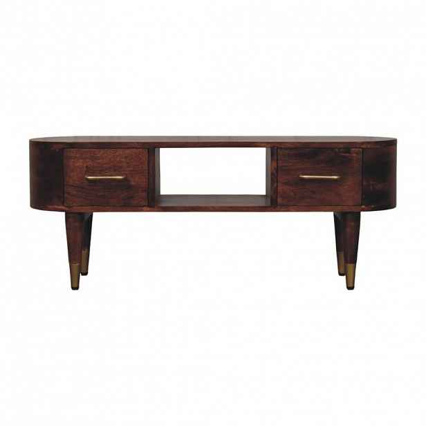 Artisan Furniture NOČNÍ STOLEK s povrchovou úpravou Amber Oak, 2 zásuvky, úchytky T-Bar, pražená hnědá