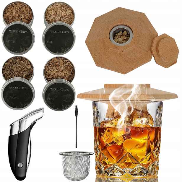 Sada Na Uzení Whisky Smoker Pro Domácí Bar Se 4 Druhy Dřeva