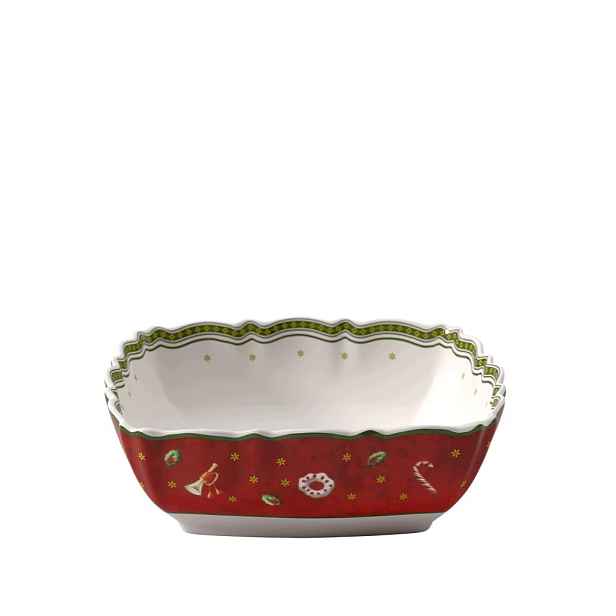 Vánoční Miska 16 CM, Porcelánová, Čtvercová, Červená, K Servírování