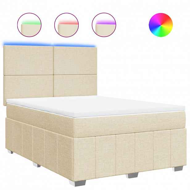 vidaXL Box spring postel s matrací krémová 140x200 cm textil