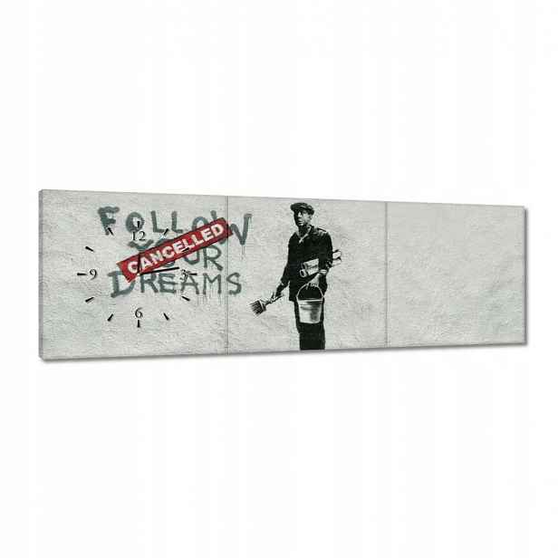 Hodiny 120x40 Banksy Follow Your Dreams