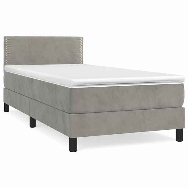 vidaXL Box spring postel s matrací světle šedá 100x200 cm samet