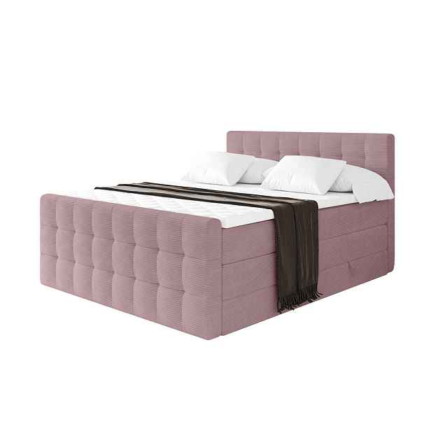 ALTDECOR BOXSPRINGOVÁ POSTEL s matrací H3/H4 - IGAN-Z KING - 200x200 cm Růžová