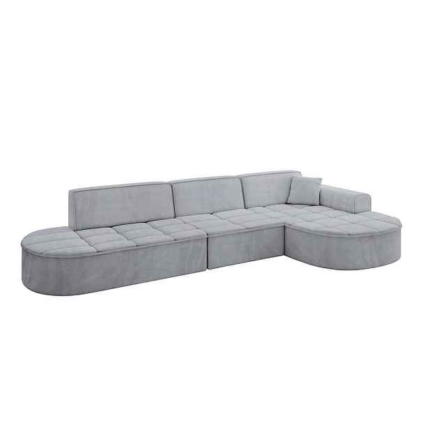 ALTDECOR ROHOVÁ SEDAČKA s otomanem, pravá TARO-L2 328x171x79,5 Šedá Velur