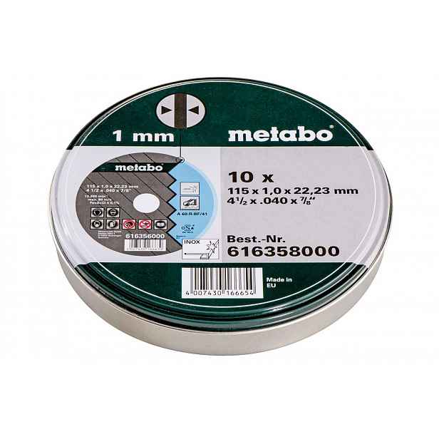 Metabo - Sada řezných kotoučů na nerezovou ocel 115x22,23 mm, 10 ks 616358000