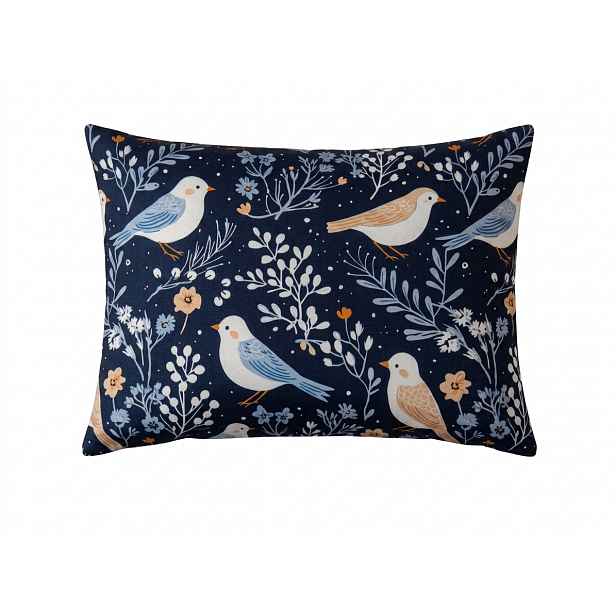 Povlak na polštář z mikrovlákna DENIM BIRDS 50x70 cm, modrý