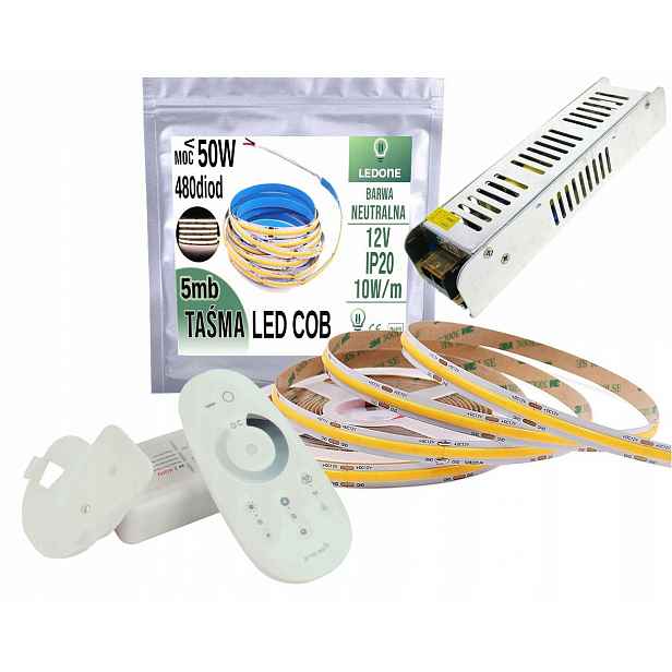 Set Led linka Cob Ww 12V 50W 5mb Dálkový Ovladač Rf dotyk