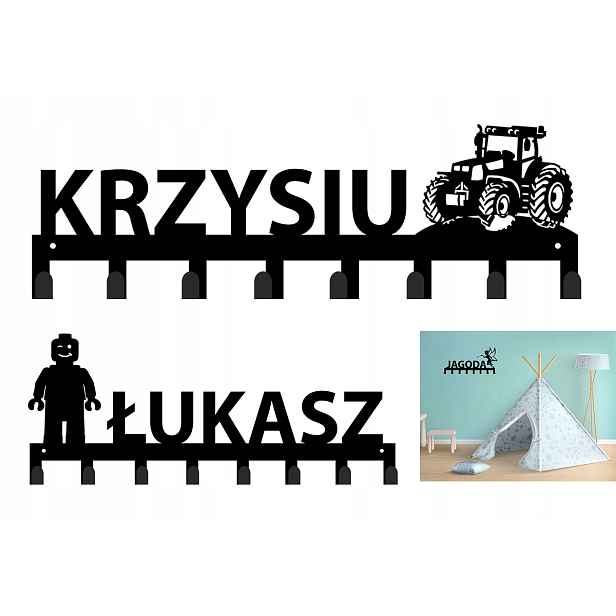 Věšák na oblečení Vzory háček Jméno Černý