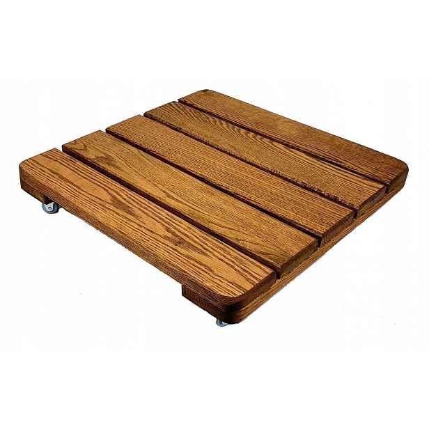 Dubová Čtvercová Dřevěná Podložka Na Kolečkách Pod Květináče 50x50 CM