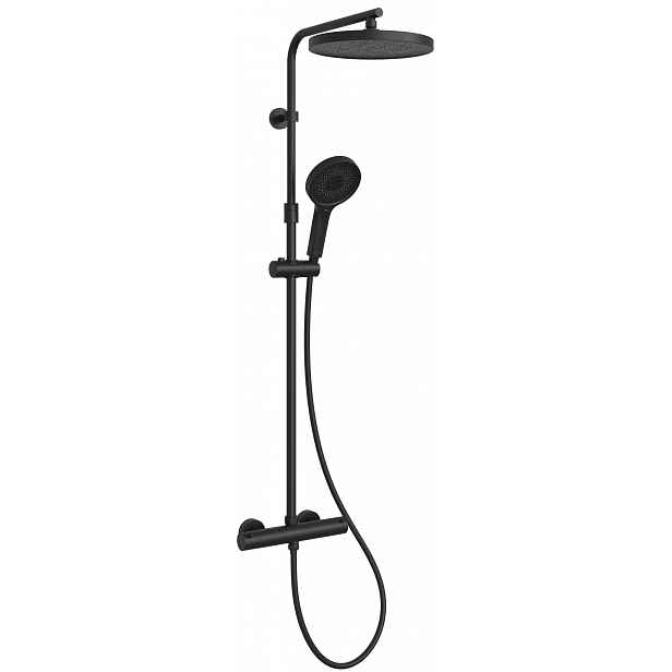kielle Oudee - Sprchový set s termostatem, 26 cm, 3 proudy, matná černá 20602014