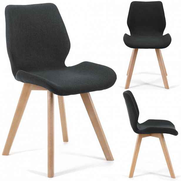 RAUMHIRSCH FURNITURE ČALOUNĚNÁ ŽIDLE, sada 4 ks, dřevěné nohy, černá 45,5/82,5/59