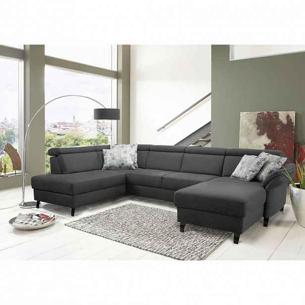 Sit & More SEDACÍ SOUPRAVA, textil, šedá, černá