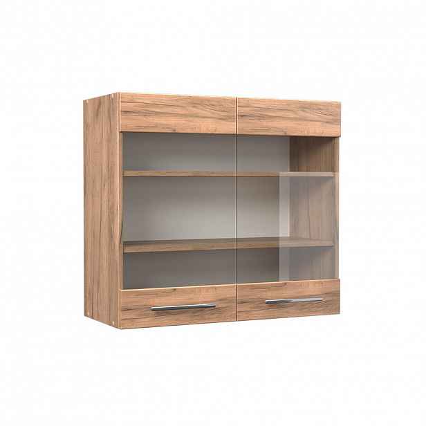 Vicco SKLENĚNÁ KUCHYŇSKÁ SKŘÍŇKA Fame-Line Zlatý mocný dub 80 cm