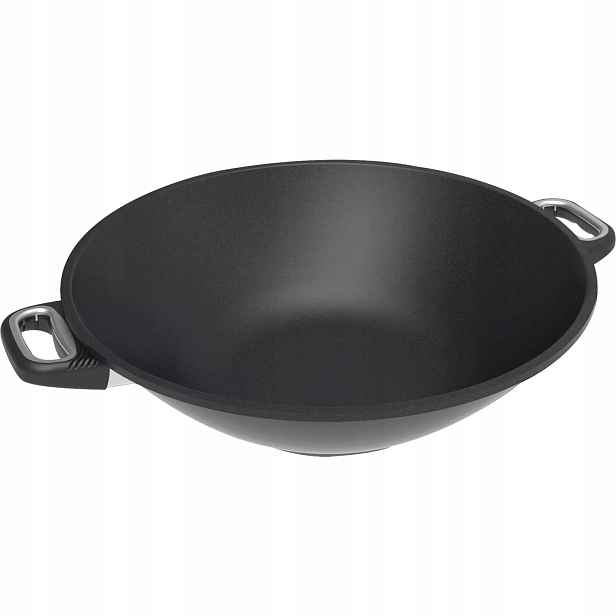 Wok pánev Amt Gastroguss 36 cm, vhodná na indukci, se dvěma bočními