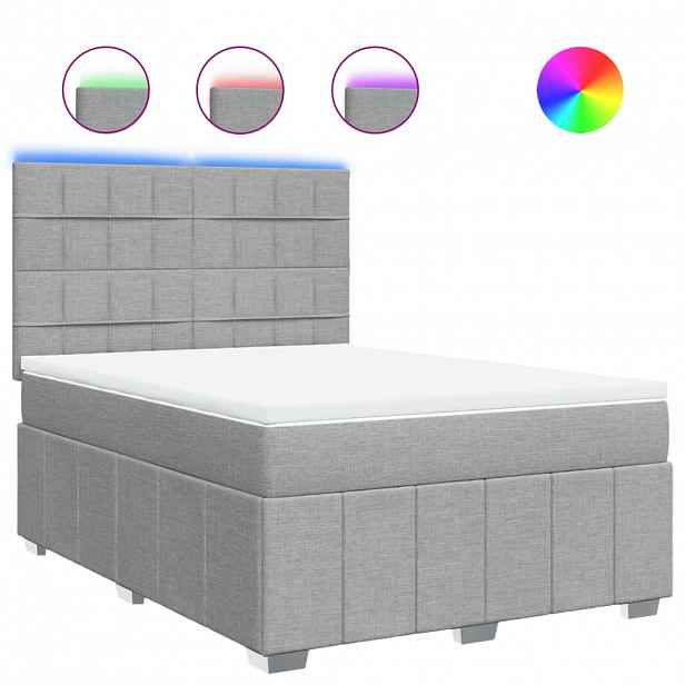 vidaXL Box spring postel s matrací světle šedá 140 x 200 cm textil