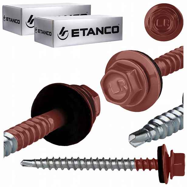 Farmářské vruty 4,8x60 mm Ral 3009 200 ks plechových vrutů Etanco GTF2 Z14