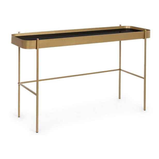 Konzolový stolek se skleněnou deskou ve zlaté barvě 43x120,5 cm Rashida – Bizzotto