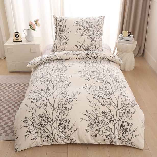 Mikroplyšové povlečení Premium 140x200+70x90 Natura krémová