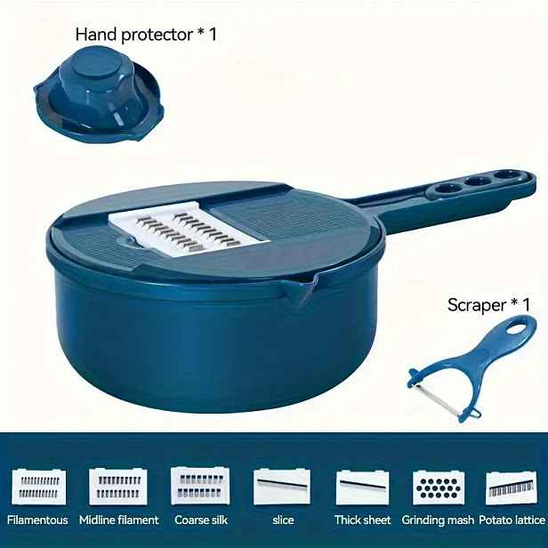 TEMU 1 Sada 12-v-1 Multifunkční Sekáček na Zeleninu - Snadné Sekání, Struhání, Krájení, Stříhání mrkve, brambor, mrkve - Ideální pro Domácnost,