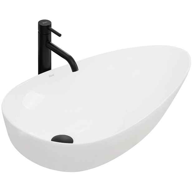 Umyvadlo na desku Rea Greta 75 cm Kolekce Slim Edge Glazované bílé