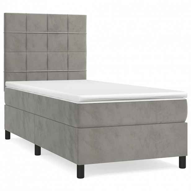 vidaXL Box spring postel s matrací světle šedá 80 x 200 cm samet