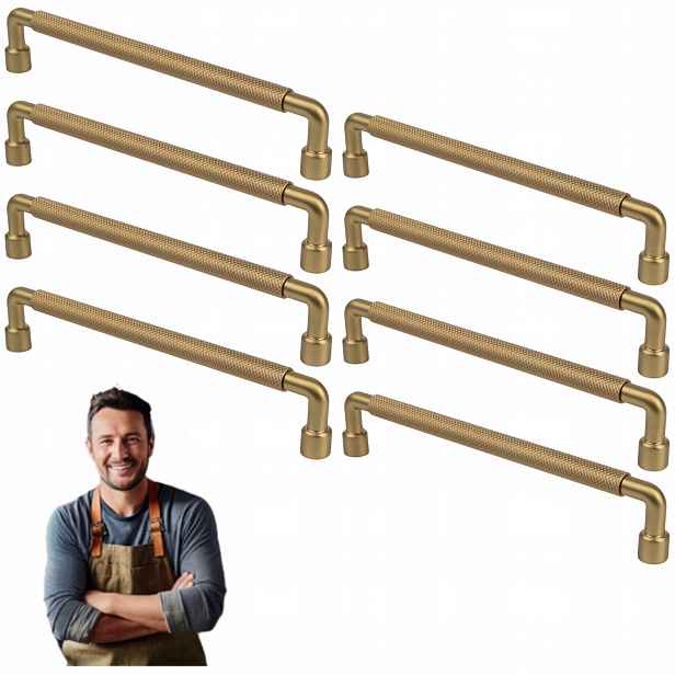 Nábytková Úchytka Zásuvky Tertius 160 mm Rýč Mat Zlatý Kartáčovaný 8ks