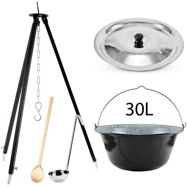 Perfect Home Set-121 Kotlíková souprava 30L, 5ks-třínožka/kotlík/poklice/vařečka/naběračka