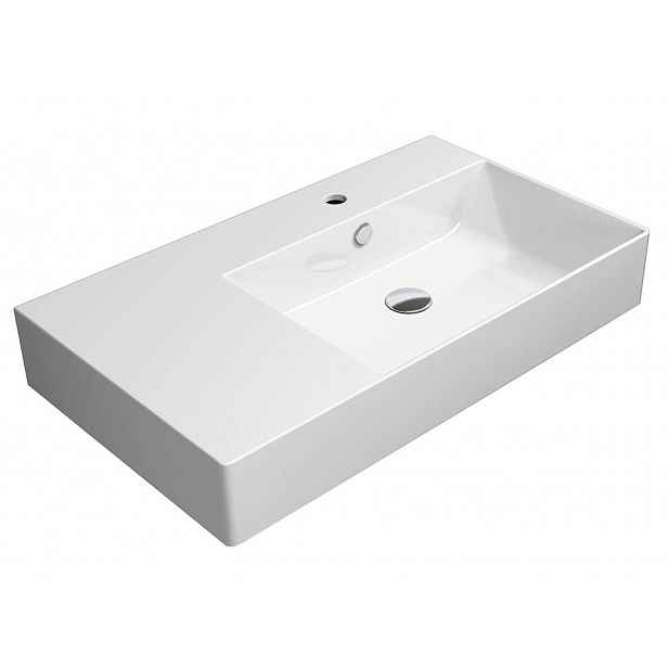 Sapho GSI Kube X - Umyvadlo 80x47 cm, s 1 otvorem pro baterie vpravo, ExtraGlaze, bílá 9457111