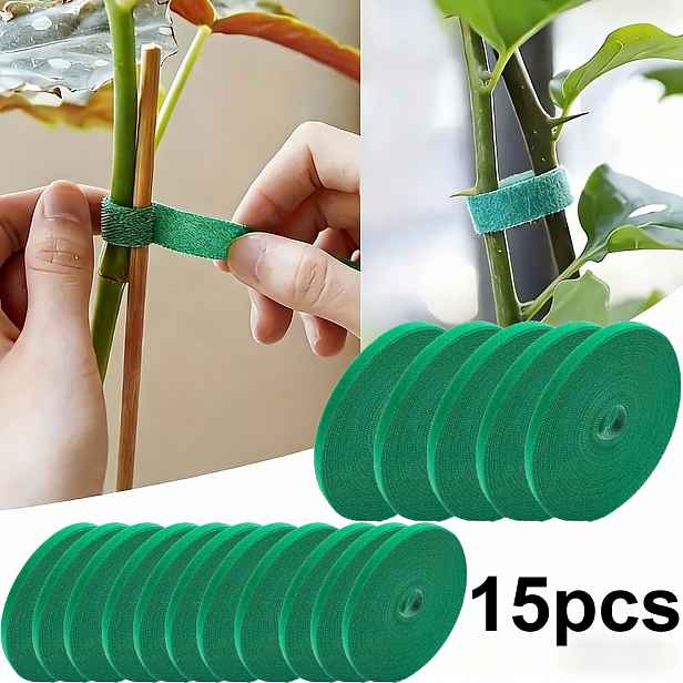 TEMU 15ks Vysoce Kvalitních Opakovaně Použitelných Zahradních Vázacích Pásek, Vyrobených z Nylonu, Dvě Velikosti: 1cm*100cm + 1.2cm*100cm, Pružné,