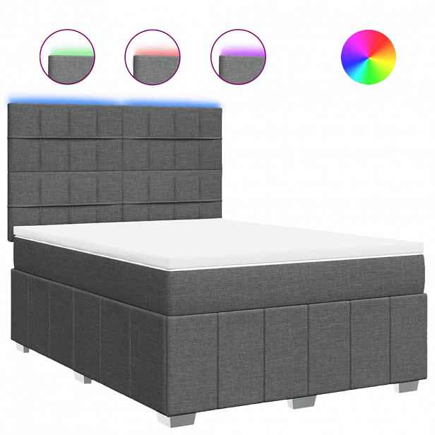 vidaXL Box spring postel s matrací tmavě šedá 140x200 cm textil