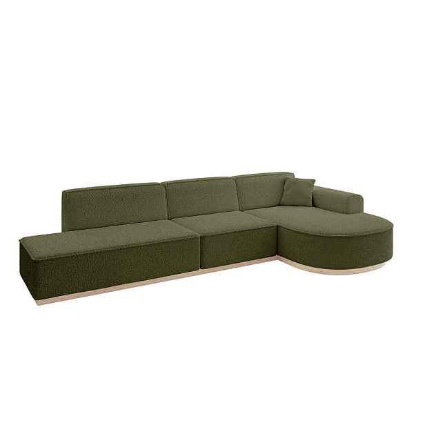 ALTDECOR ROHOVÁ SEDAČKA s otomanem, pravá ARRIO-L2 328x171x83 Zelená Buklé