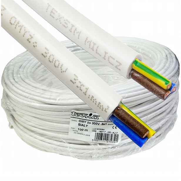 Kabel Omy 3x1mm 300/300V Lanko Cu 100 m kulatý