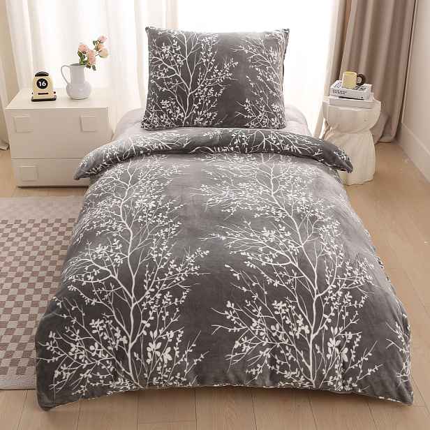 Mikroplyšové povlečení Premium 140x200+70x90 Natura šedá