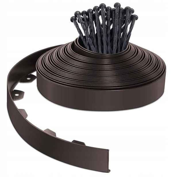 Zahradní lem plast 200 cm x 5 cm hnědý