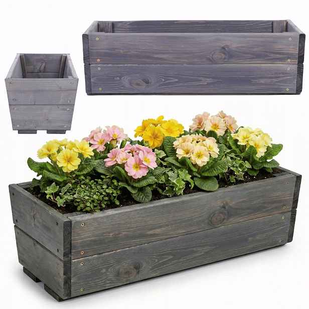 Dřevěná krytka na parapet květináč na květiny, květináč, impregnace 19x60x30