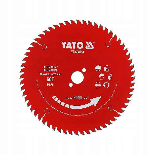 Kotouč Na Hliník 185 MM Tct 60 Zubů Ptfe Karbid Wolframu Rychlé Řezání