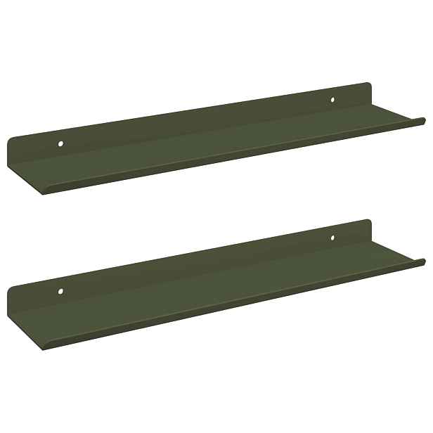 vidaXL Plovoucí police 2 ks Olivově zelená 40 x 9 x 2,5 cm Ocel